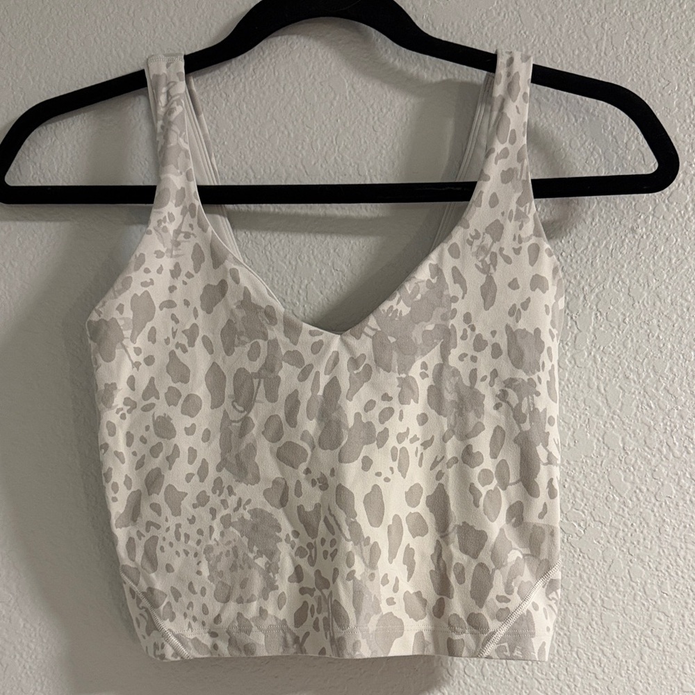 Lululemon White/Gray Leopard Print Align top